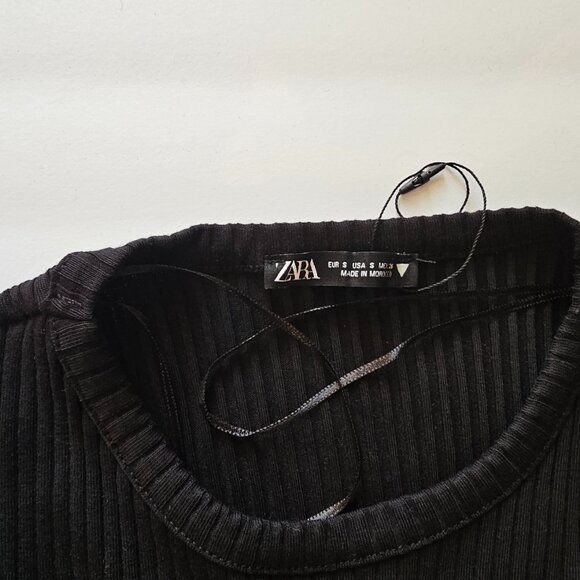 Zara Knit Cut-out Ribbed mini Black dress Size US Small💯❤️ - Picture 5 of 8